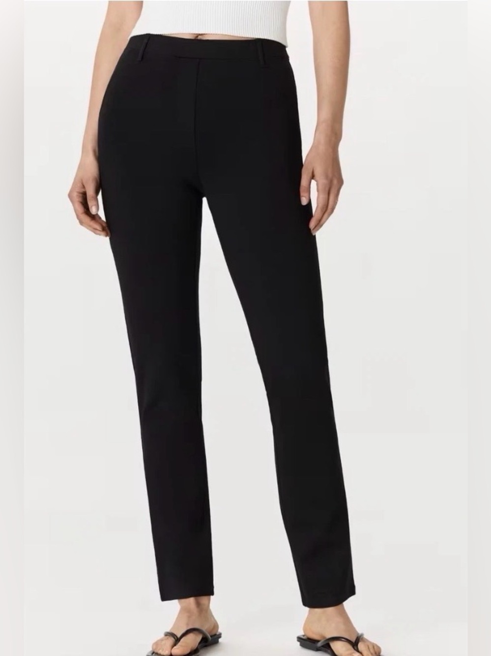 NWT Quince Women’s Ultra-Stretch Ponte Straight Leg Pants In Black Small/Tall